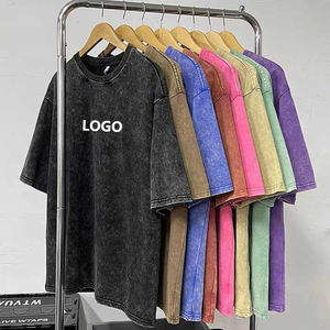 Heavy <b>Weight</b> Acid Washed Plain Cotton Oversized T-Shirt with Custom Logo <b>Blank</b> Streetwear Design for Men - Product Image 2