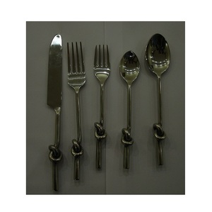 Couverts traditionnels en argent Offre Spéciale acier inoxydable titane argent avec poignée à nœud ensemble de couverts sûrs et sains pour un usage quotidien - Product Image 2