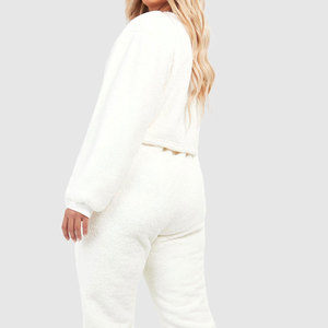 100% ropa de invierno de algodón para mujer, estampado personalizado, patrón sólido, gimnasio, Fitness, Top corto con capucha, conjunto de ropa de Yoga recortada para mujer - Product Image 6