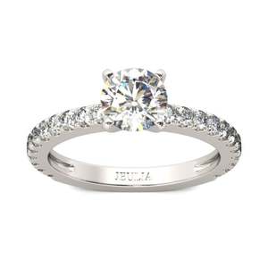 Jeulia <b>Solitaire</b> Round Cut Sterling <b>Silver</b> Engagement <b>Ring</b>-Romantic Rhodium Plated Inlay - Product Image 1