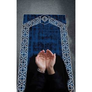 Alfombra de Oración Azul Marino: Alfombra de Adoración Musulmana Impresa en 3D, Alfombra Delgada No Tejida - Product Image 5