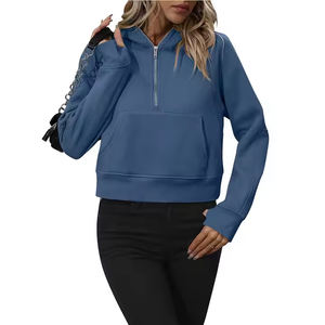 Sudadera con capucha de lana con estampado recortado logotipo personalizado mujeres Venta caliente de alta calidad 100% algodón polar de gran tamaño - Product Image 1