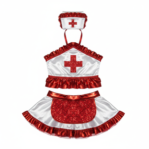 Disfraz de Enfermera Sexy para Mujer, Conjunto de 4 Piezas, Top Corto, Falda Plisada y Diadema, Lencería para Adultos, Juego de Roles - Product Image 2