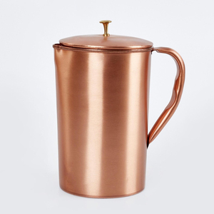 Plain Design Pure <b>Copper</b> <b>Jug</b> Drinking Container With Lid Brass Knob Custom Size Smooth Surface Hand Grip For Home Tableware Deco - Product Image 6