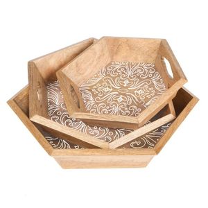 Acacia Wood Serving Tray Durable Rectangular Tray with Handles Perfect for Coffee <b>Snacks</b> and Dining Natural Wooden Finish - Product Image 2