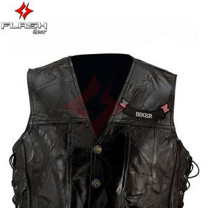 เสื้อแจ็คเก็ตหนังน้ำหนักเบา ระบายอากาศได้ดี สำหรับผู้ชาย สไตล์วินเทจ แบบไม่มีแขน สำหรับขี่มอเตอร์ไซค์  ใส่ได้ในฤดูหนาว มีซิป  ลำลอง สตรีทแวร์  ตกแต่งด้วยผ้าปะติด - Product Image 2