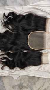 Conjunto de paquetes de ondas rizadas al agua, extensiones de cabello crudo, cierre de cabello humano brasileño y paquete de cabello recto Frontal con cierre - Product Image 2