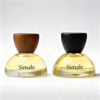 Botol Parfum Isi Ulang Kaca Kerucut 30ml dengan Tutup Kayu, Sablon Logo Kustom