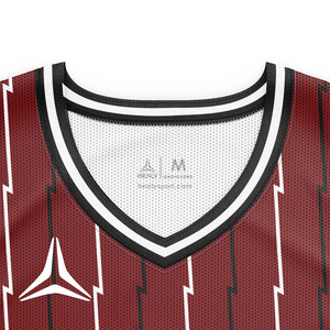 Camiseta Deportiva Healy Color Borgoña con Franja Vertical y Logotipo de Dibujos Animados en el Borde Lateral, Ligera, Transpirable, de Malla, para Juego o Deporte - Product Image 3