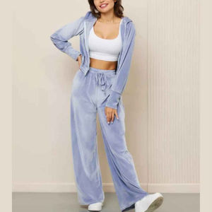 Women's Sweatsuit Set Velvet 2 Piece Tracksuit Outfit <b>Velour</b> Jogging Long Sleeve Cropped <b>Hoodie</b> and Oversize Women Tracksuits - Product Image 4