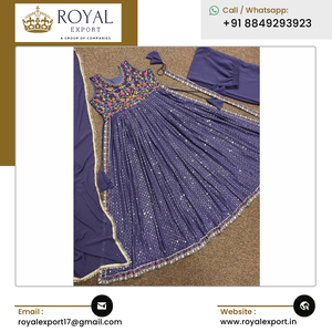 Designer de mode de luxe de qualité supérieure belle fausse georgette lourde Kurti avec travail de broderie à prix compétitif - Product Image 3