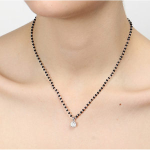 Comprar Cadena Vintage de Plata Pura con Mangalsutra en Forma de Cruz y Letra, con Jade, Moissanita y Diamante, en Oro Blanco/Rosa, para tu Esposa, Número Oro - Product Image 6