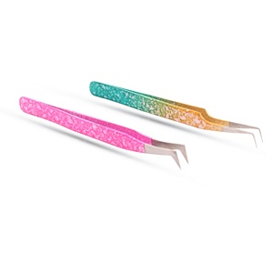 Color <b>Paper</b> Coated Tip Silver Eyelash Extension Tweezers <b>Hand</b> <b>Made</b> Artists Reusable Enhancing Natural Lamination - Product Image 3