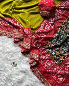 ชุดส่าหรีผ้าไหมคอตตอนดีไซน์สวยพร้อมเลื่อมลายชุดทำงานงานแต่งงานสไตล์ปากีสถานสำหรับผู้ใหญ่-หมายเลขรุ่นแฟนซี - Product Image 4