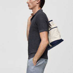 Pull en maille 100% coton sur mesure pour homme, streetwear, respirant, col en V, couleur unie, manches courtes, logo sur le devant - Product Image 4