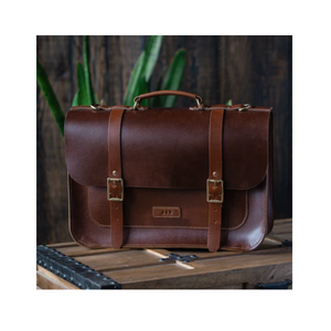 Sac pour ordinateur portable en cuir véritable professionnel, fabriqué à partir de cuir pur à 100 %, avec coutures renforcées et un intérieur spacieux. - Product Image 3