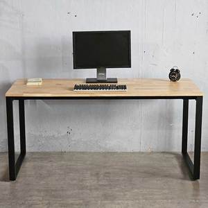 160x70cm HBRT037 Rubberwood <b>Computer</b> <b>Desk</b> with Rectangular Iron Legs - Product Image 3