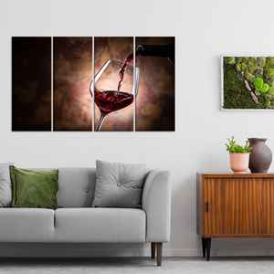 Modern <b>Red</b> <b>Wine</b> <b>Glass</b> Canvas Art: Elegant Kitchen Wall Decor Print,SET OF 4 CANVAS - Product Image 1