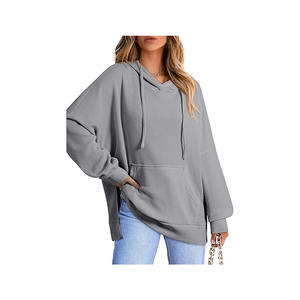 Nouveau femmes sweat à capuche zippé haute rue unisexe style Double poches surdimensionné pulls amples vêtements d'extérieur haut - Product Image 1