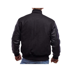 Chaqueta universitaria de béisbol de manga larga con diseño OEM para hombre, chaquetas lisas con letras en blanco y cuello levantado personalizadas al por mayor - Product Image 5