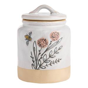 Tarro de Almacenamiento Decorativo de Cerámica con Tapa, Diseño Floral de Abeja, Recipiente Hermético para Cocina, Organizador Elegante para Té - Product Image 1