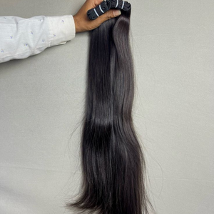 Extensiones de Cabello Humano Virgen Indio Crudo para Máquina de Tejer Cabello, Doble Trama, Permanente, Precio de Fábrica al por Mayor - Product Image 4