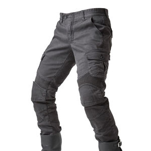 Jean de protection pour moto gris foncé pour homme, genoux renforcés, boucles réglables, respirant, séchage rapide, pantalon de conduite toutes saisons - Product Image 2