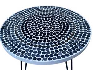 Mesa auxiliar de mosaico deslumbrante: Arte iridiscente-mesa de centro azul-mesa auxiliar-Decoración de sala de estar-regalo - Product Image 5