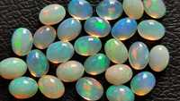 Opales éthiopiennes blanches naturelles 6x4mm de forme ovale Welo Opal Cabochon Cut Pierres pour bijoux Loose Multi Fire White Opal Cabs
