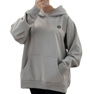 Sudadera con Capucha Larga para Mujer, con Logotipo Personalizado OEM, Bordado, 100% Algodón, Colores Sólidos, Hombros Caídos, Estilo Urbano Holgado - Product Image 1
