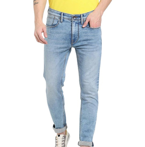 Pantalones de mezclilla personalizados de alta calidad para hombres Pantalones de mezclilla ajustados de color sólido para hombres Moda personalizada OEM Precio barato OEM - Product Image 1