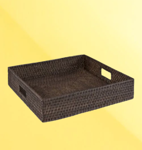 Plateau carré artisanal en rotin brun foncé élégant durable de haute qualité pour meubles de cuisine - Product Image 1