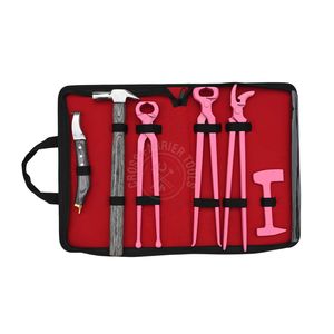 Kit de Herramientas de Herrador Rosa para el Recorte de Cascos de Caballos, Cortador de Cascos Afilado, Herramienta Curva para Remover Cascos, Amoladora, Cuchillo de Bucle, Martillo de Herrador - Product Image 1
