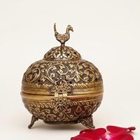 Brûleur d'encens en laiton doré Lotus, porte-encens Dhoop Dani et Sambrani avec bougie, lanterne décorative antique pour Pooja