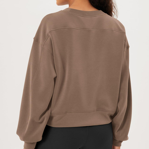 Sweat-shirt en coton à col rond décontracté vintage d'hiver en gros pour femmes, couleurs personnalisées de haute qualité, manches longues, sport, pas cher - Product Image 2