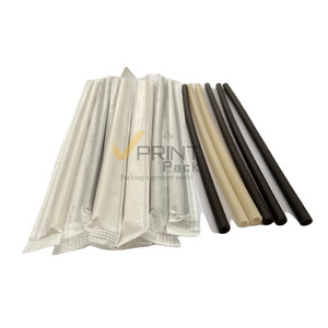 Pajitas ecológicas biodegradables y compostables de arroz de 10.25 pulgadas para bebidas, paquete de 100 unidades, en cajas rígidas de cartón Kraft para leche, envueltas individualmente. - Product Image 5