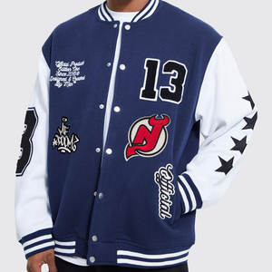 Chaquetas Universitarias Unisex al por Mayor con Parches, Chaquetas Personalizadas con Impresión y Bordado, Mangas de Cuero, Chaqueta Impermeable - Product Image 4