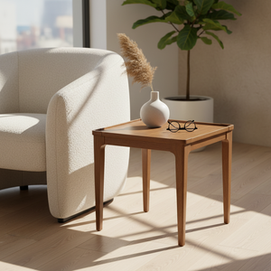 Table basse carrée en bois de caoutchouc moderne du Vietnam, meubles de salon durables PKP, placage MDF, couleur naturelle, garantie 1 an - Product Image 2