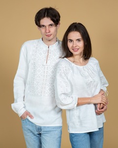 Ensemble de 2 pièces pour Couple, Top et chemise de créateur, broderie Machine, manches longues, tenue d'occasion - Product Image 2
