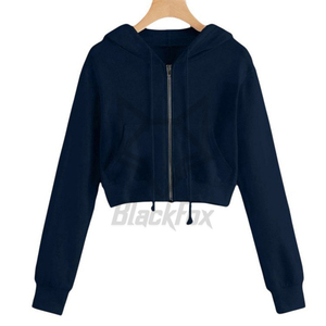 Women's White <b>Cropped</b> Hoodie <b>Zip</b>-<b>Up</b> Geometric Print Long Sleeve Autumn Casual Sweatshirt - Product Image 4