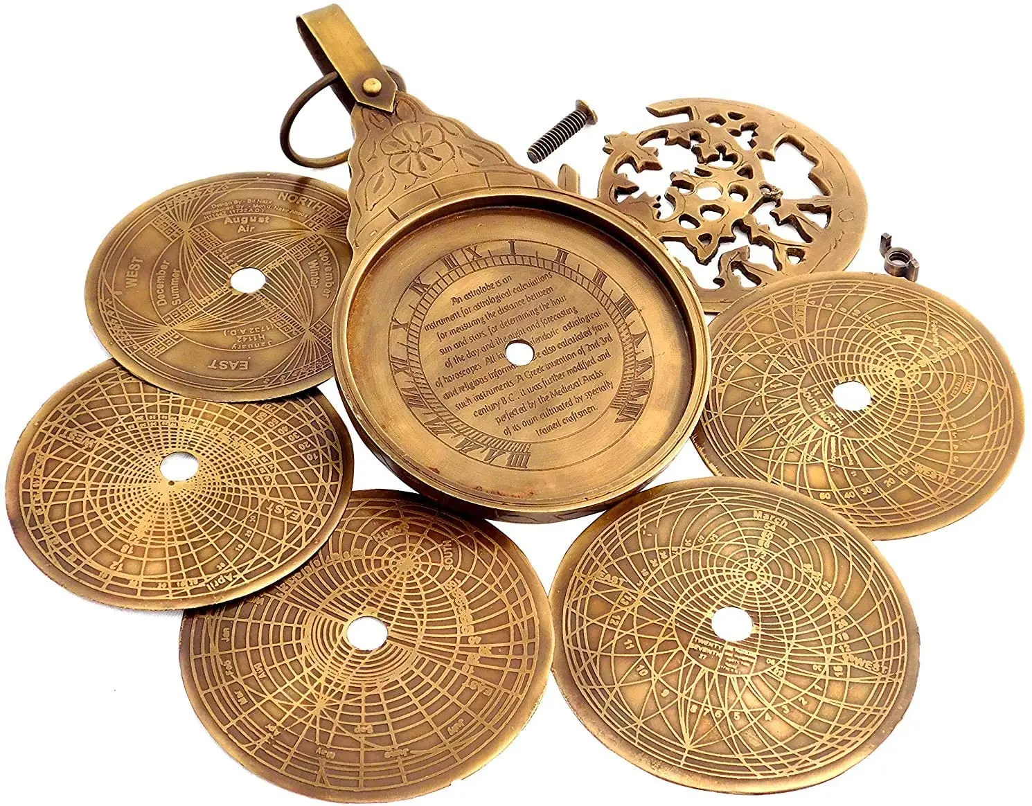 Sextante Náutico Antiguo De Latón Macizo - Réplica Del Siglo XVIII Para Decoración De Oficina Y Hogar, Regalo Único Para Marineros