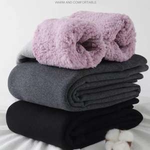 सर्दियों सुपर मोटी आलीशान थर्मल महिलाओं पैंट चड्डी फैशन खड़ी पट्टियों पतली पैर ऊन फजी गर्म महिलाओं लेगिंग - Product Image 2