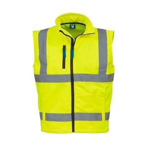 Chaleco con forro polar para hombre, ropa de trabajo con cremallera, color azul marino y amarillo, Viz Hi, visibilidad, calentador corporal - Product Image 1