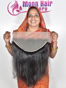Prix de gros, cheveux humains indiens bruts populaires, frontal droit, soyeux, lisse, brillant, aspect naturel, texture disponible par l'exportation - Product Image 3