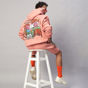 De gran tamaño Drop Shoulder Pullover Hoodies Custom Peach Fleece con bolsillo 100% algodón Patrón sólido Diseño Su logotipo de texto - Product Image 1