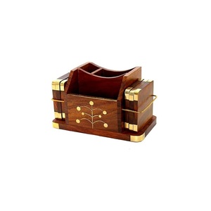Organisateur de bureau en bois avec porte-stylos et support pour cartes de visite, rangement de bureau de qualité supérieure - Product Image 6