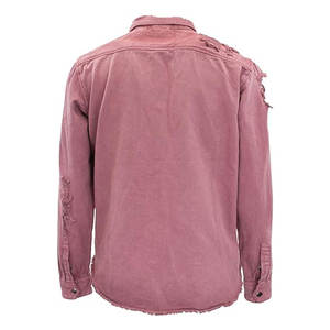 Haute qualité 100% coton pierre lavé Denim veste pour hommes bouton en métal avec poignets Bomber haute rue Style couleur rose - Product Image 2
