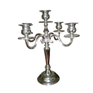 Bougeoirs en argent, aluminium pur plaqué argent, 5 bras, chandelier, design élégant, bougeoir en métal plaqué argent - Product Image 2
