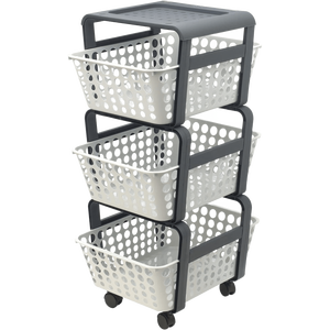 Carrito con Ruedas de Plástico Reciclado Ecoplast Modula, Organizador de Oficina de 3 Niveles, Diseño Desmontable, Carga Máxima 9 kg - Product Image 1