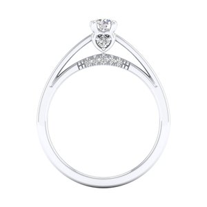 Bague de fiançailles ou de promesse REYES personnalisée en or massif 14 carats avec diamant rond de 0,35 carat pour femme, cadeau de mariage personnalisé, bijoux fins - Product Image 4